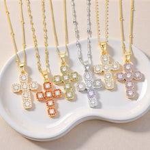 Gold Plated Cubic Zirconia Cross Pendant Necklace