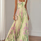 Print Pleated Maxi Dress