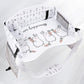 White Carrot Rabbit kids travel tray with printed top, divider box, mesh pocket and strap