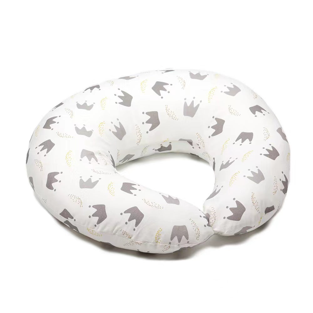 Nursing pillow with a small gray crown print cover on white, option Small Crowns Pillowcase