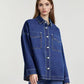 Dark blue washed denim shirt with chest pockets and button front, size L variant image