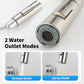 Maker panel showing the two outlet modes, straight column and wide spray, on the brushed spray head