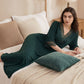 Lace trimmed nightgown shown at an angle with the lace neckline visible