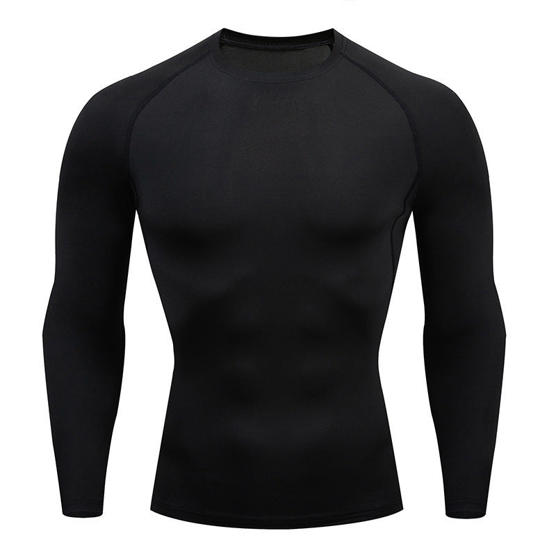 Black tight-fit long sleeve training shirt with raglan sleeves, option photo for size L