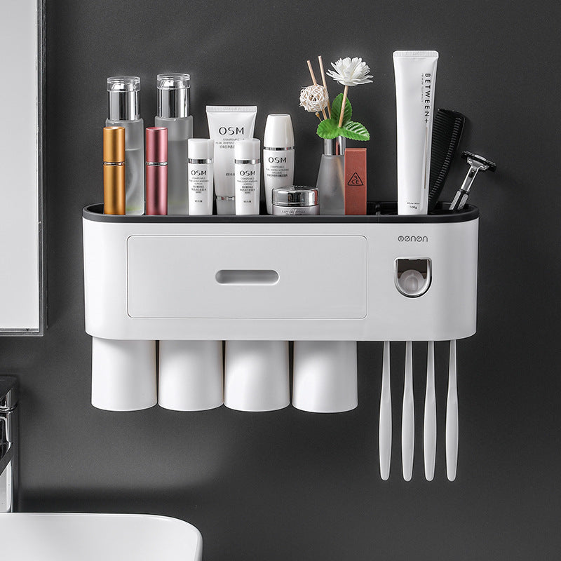 Five cup version with two drawers, the dispenser and toothbrush slots