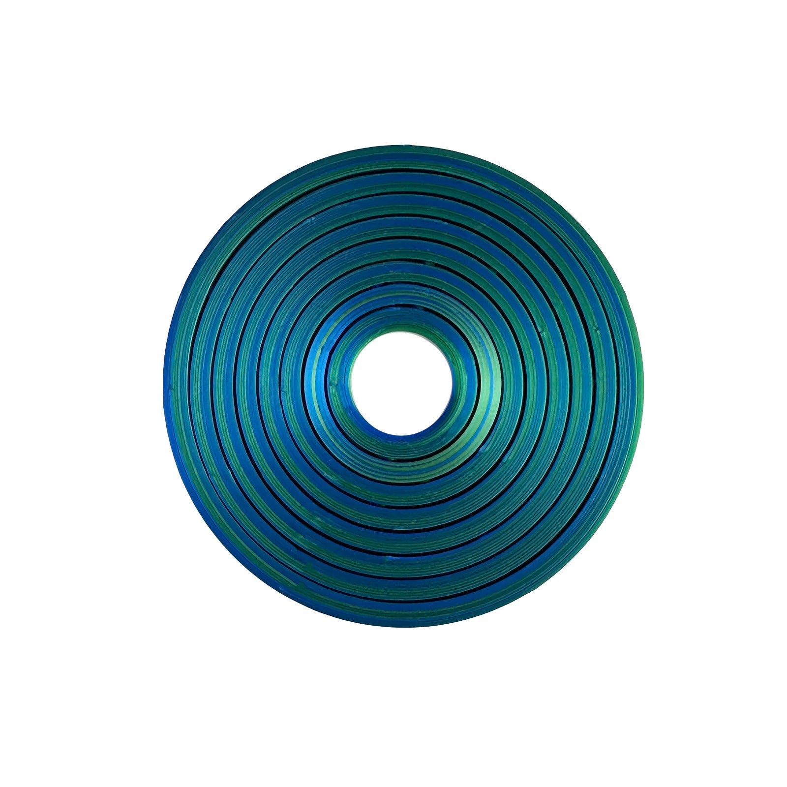 Blue and green laser gradient gyro ring fidget flat, concentric printed rings