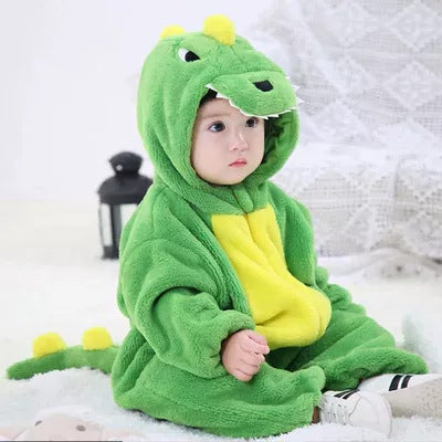 Baby Dinosaur Jumpsuit Warm Flannel Romper