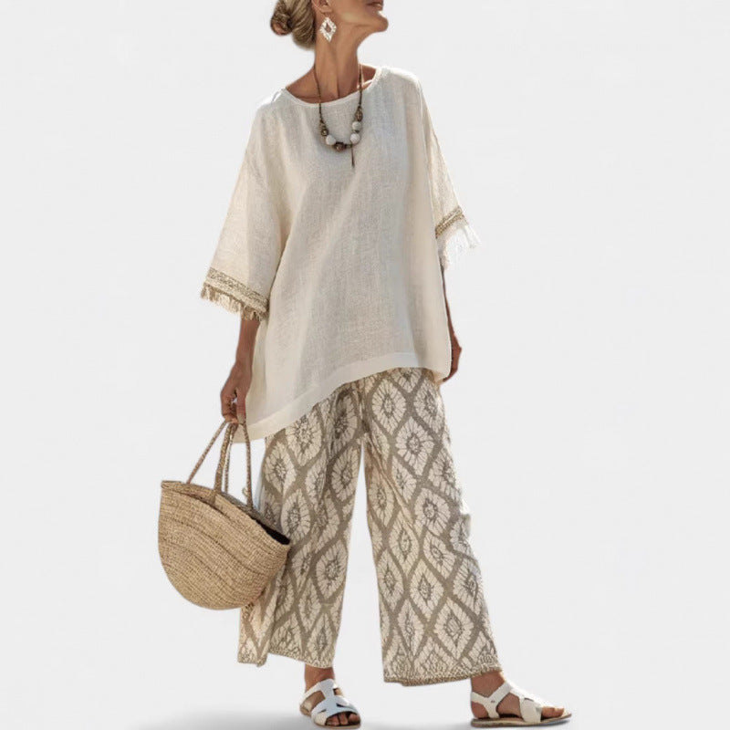 Women's Loose Fit Plaid Two-Piece Set
