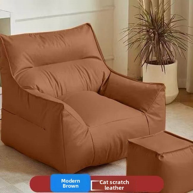 Coconut brown bean bag armchair with a matching square footstool, Coconut Brown with Footstool option