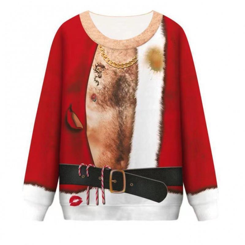 Novelty men's sweatshirt with a bright full sublimation joke print and a ribbed round neck