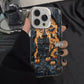 Halloween printed iPhone case with a black camera frame held sideways against a stucco wall