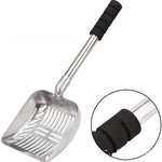 Aluminum alloy cat litter scoop with a long foam grip handle