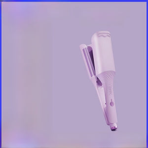 Purple deep wave hair iron shown open with the two rounded barrels and the wave channel