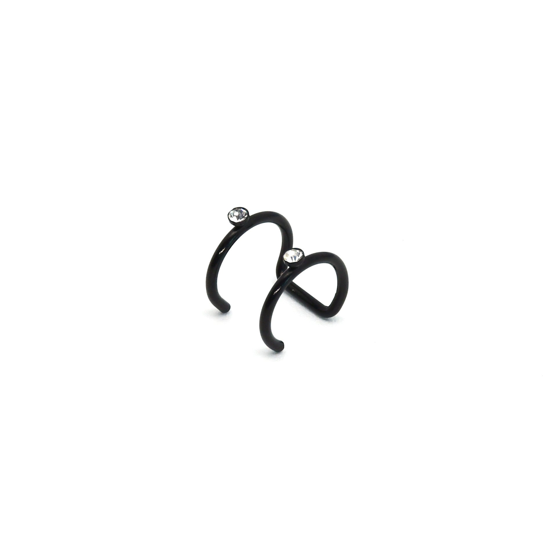 Rainbow ear cuff with ball detail on double line stainless steel band