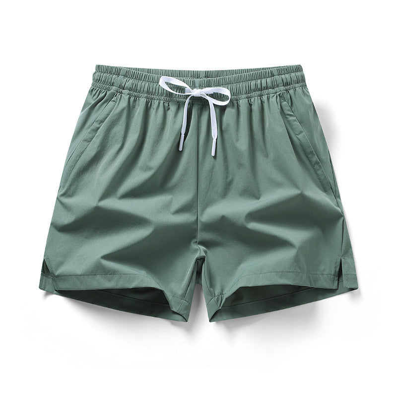 Close-up of the lightweight quick-dry knit fabric on the athletic training shorts