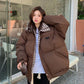 Padded stand collar puffer coat with full zip and elasticated cuffs, black, studio shot