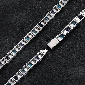 Zircon line side angle showing set stones and clasp