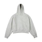 Light heather gray pullover hoodie with front pouch pocket flat on white, option Light Heather Gray Fleece Style, size XXXL