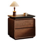 Two drawer bedside cabinet with rounded corners and a contrasting slab top