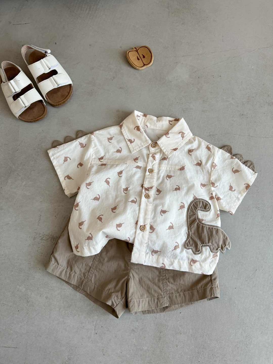 Gumi Bear Boys Printed Shirt and Shorts Set | angled lifestyle styling shot