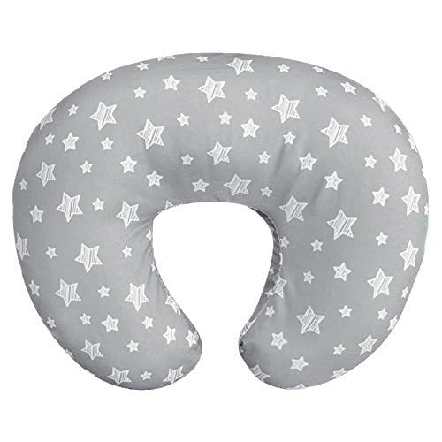 Gray U-shaped nursing pillow cover with a white star print, option Gray Stars Pillowcase