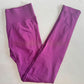 Flat lay of the plum purple leggings, ankle length leg and plain knitted hem