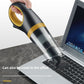 Handheld car vacuum cleaning debris from a textured car floor mat