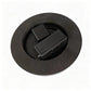 Underside of the solar fountain float showing the pump and a battery box inside a dark foam ring