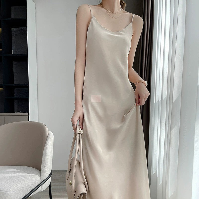 Triacetate Suspender Midi Dress | lifestyle in use scene