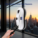 White figure eight window cleaning robot gripping a glass pane by suction