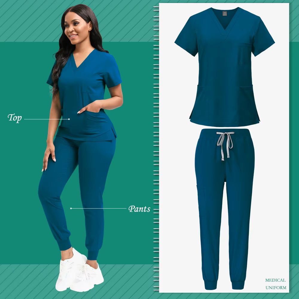 Scrubs Women Beauty SPA Uniform Pet Clinic Store Veterinary Dentistry Work Clothes Set High-Quality Medical Nurse Uniform Unisex