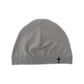 Three cross embroidered beanies in black, white, and gray, smooth nylon knit