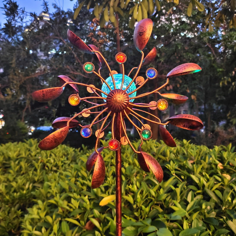 Side angle of the wind spinner stake showing the full 188cm height