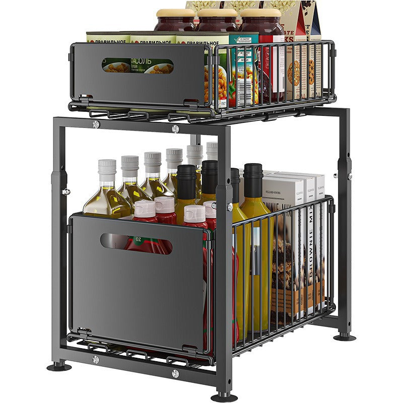 Pull-out Double Layer Kitchen Organizer Rack