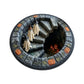 Round plush floor mat with a 3D Halloween ghosts and jack o lantern cellar print