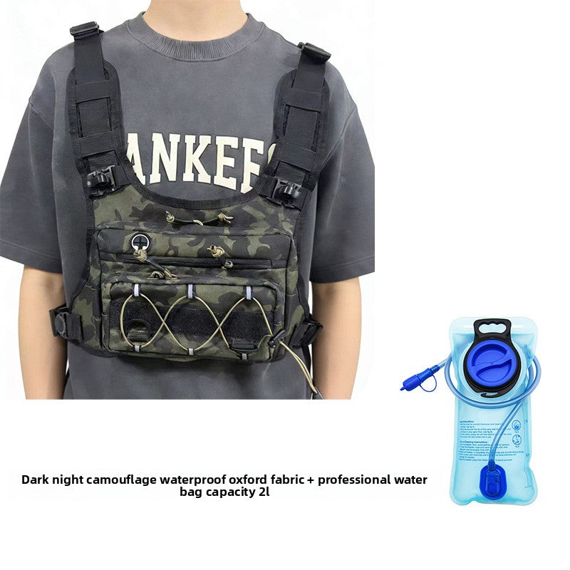 Hydration chest pack folded to show the compact size of the front pack