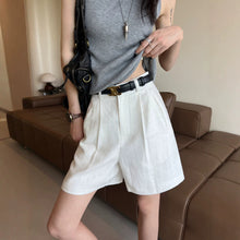 Women's Linen Blend High-Waisted Wide-Leg Shorts