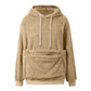 Sand option, size S: plush fleece hooded sweatshirt with white drawstrings and large front pocket