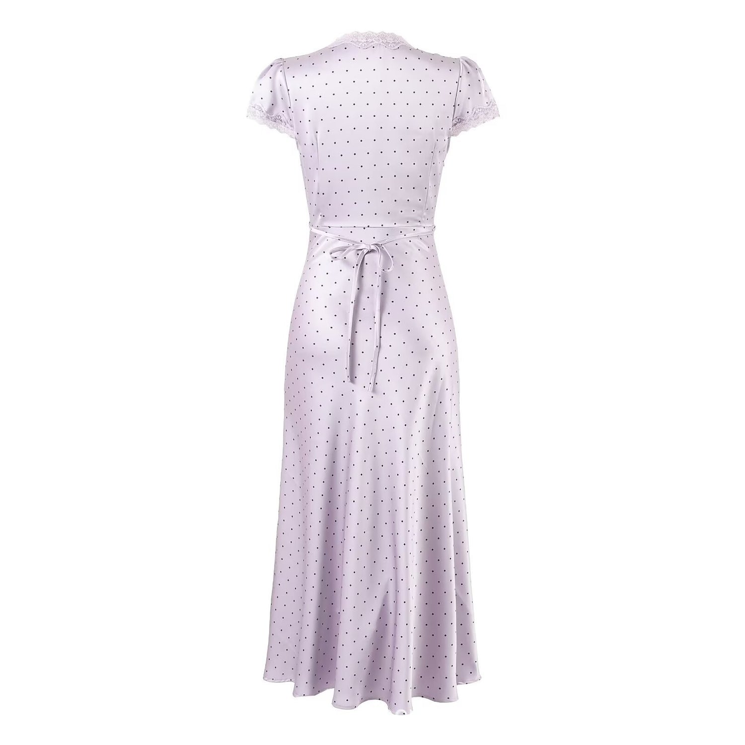 Polka Dot Lace Puff Sleeve Dress | lifestyle in use scene