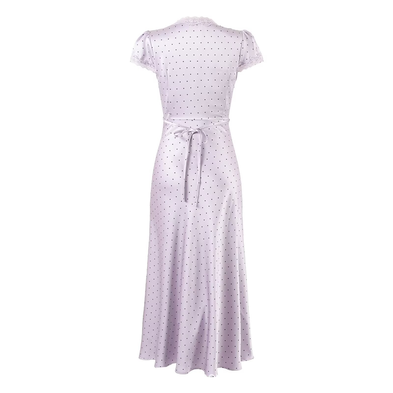 Polka Dot Lace Puff Sleeve Dress | lifestyle in use scene