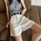 Women's Linen Blend High-Waisted Wide-Leg Shorts