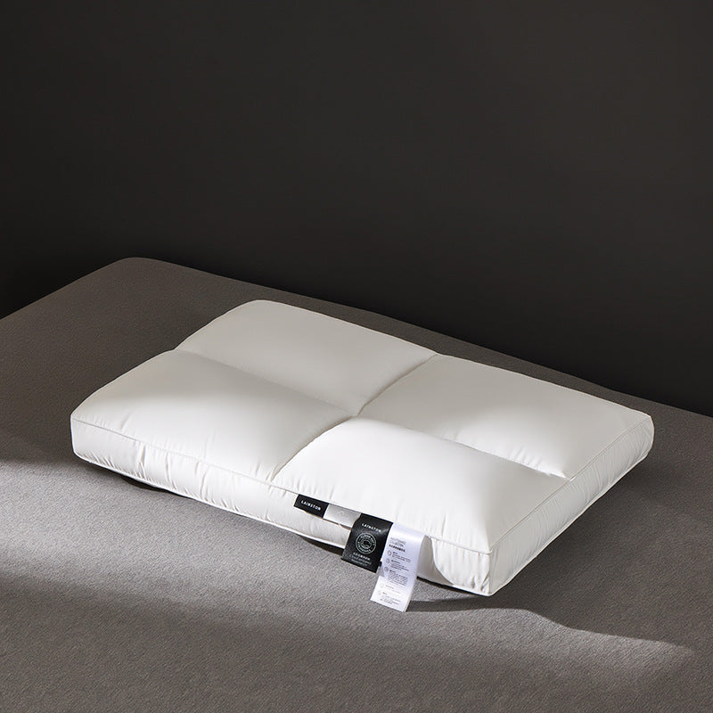 White microfiber bed pillow shown from above with an even soft loft