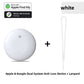 White round S10 tracker with a white lanyard, Apple and Google dual system anti-loss device
