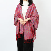 Womens Vintage Paisley Shawl with Tassel Fringe