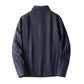 Men's linen jacket laid flat to show the lapel collar and button front