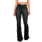 Womens retro bootcut flare jeans in denim shown on a model with a clean high waist
