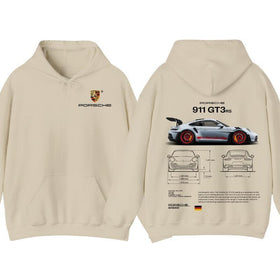Unisex Cotton Hoodie with Porsche 911 GT3 RS Graphic Print