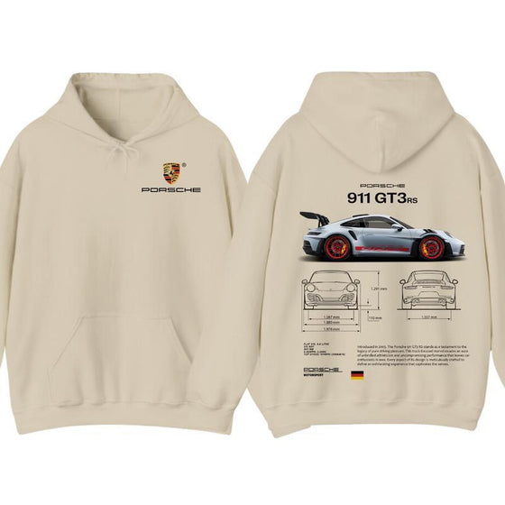 Unisex Cotton Hoodie with Porsche 911 GT3 RS Graphic Print