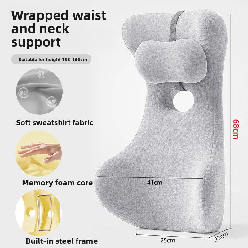 Light grey memory foam back cushion showing the soft cover and steel frame