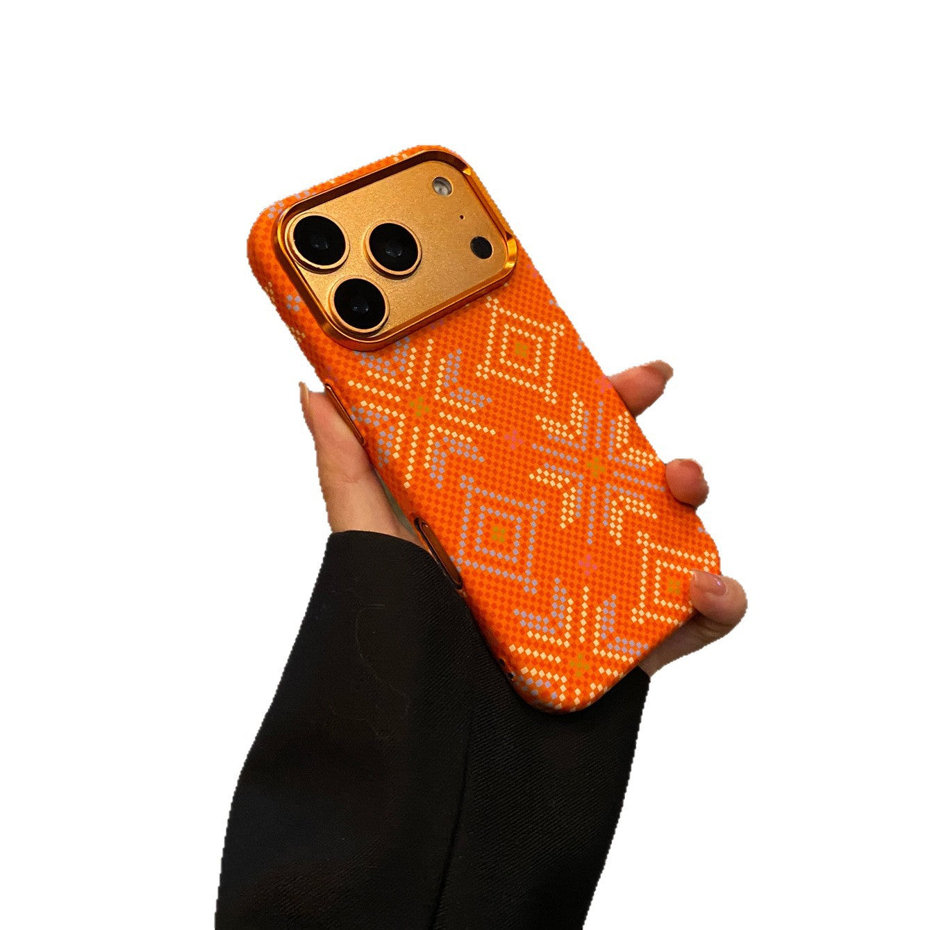 Diamond pattern magnetic iPhone case, matte frosted back with the diamond motif